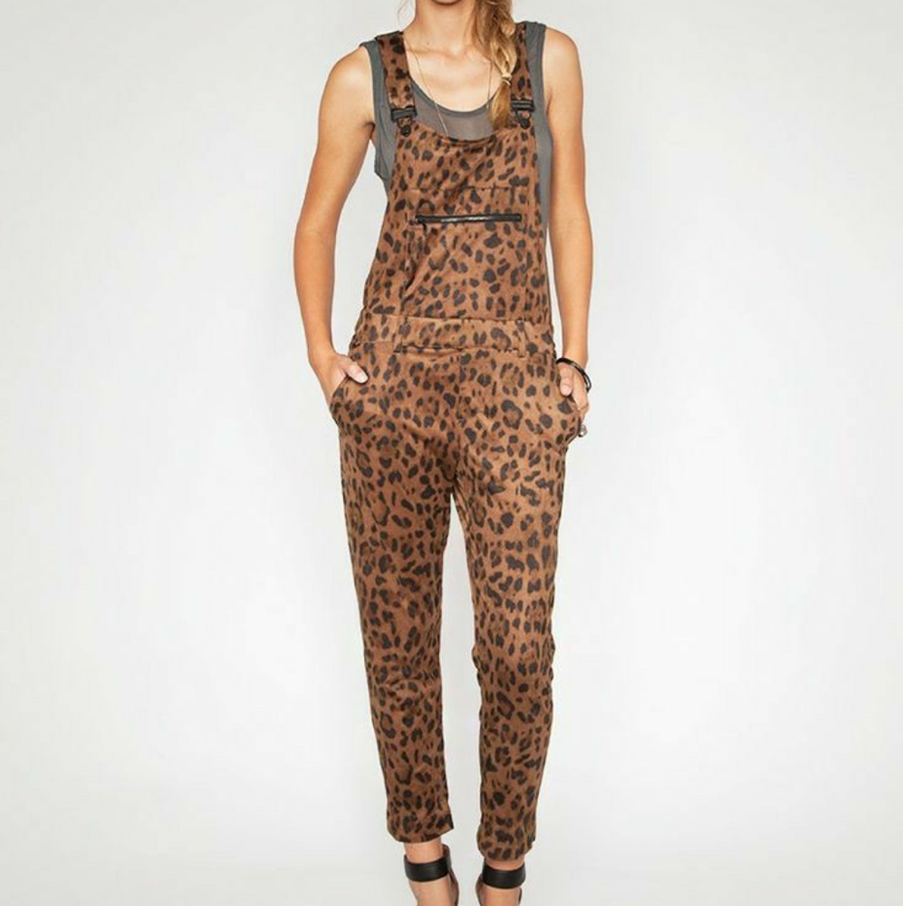 Capulet Animal Print Overalls Jumpsuit Brown Black Size X-Small